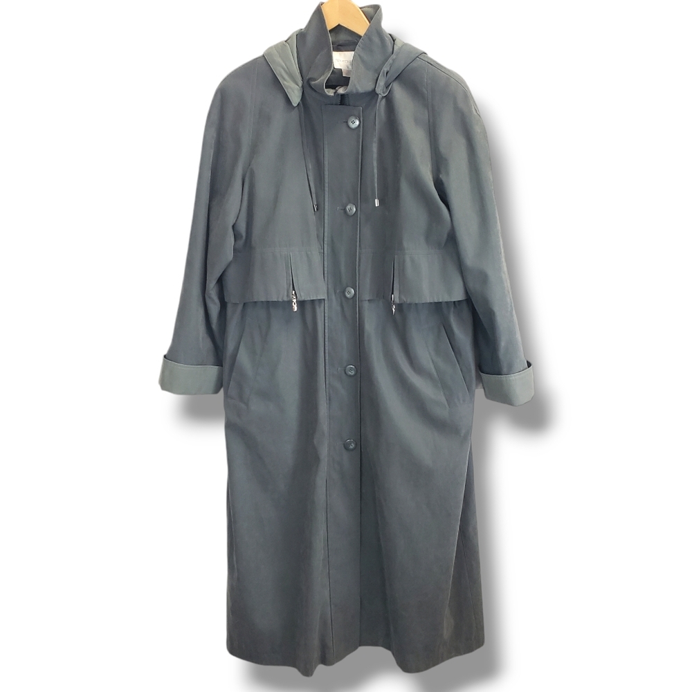 Worthington Grey Zip-up Suede-Feel Trench Coat Size 12P